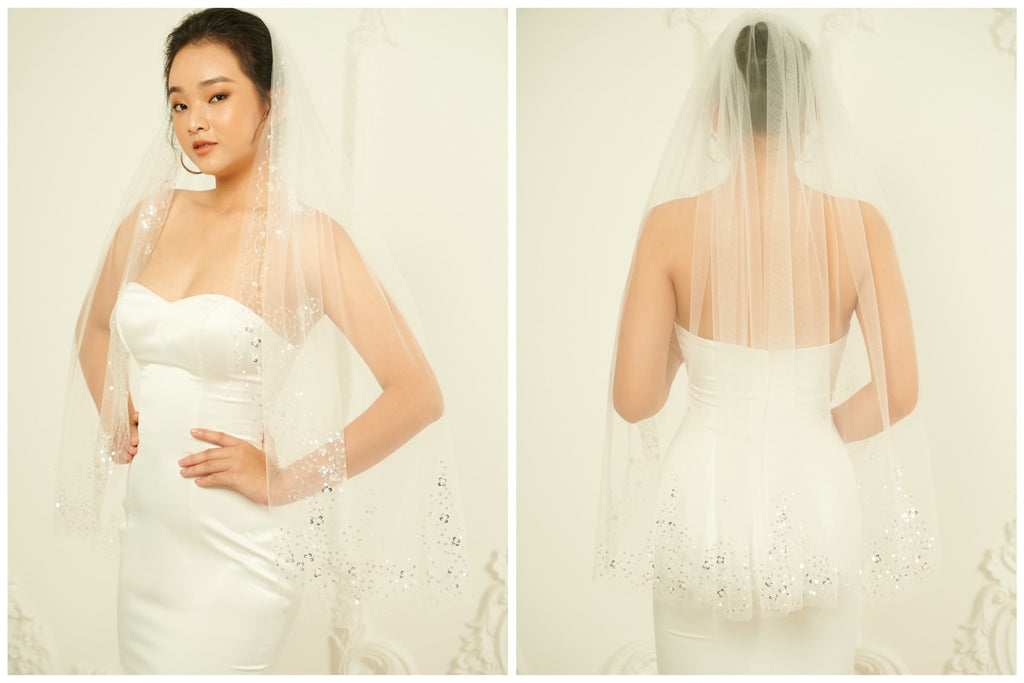 Sequin bridal veil - Dream Dresses by PMN