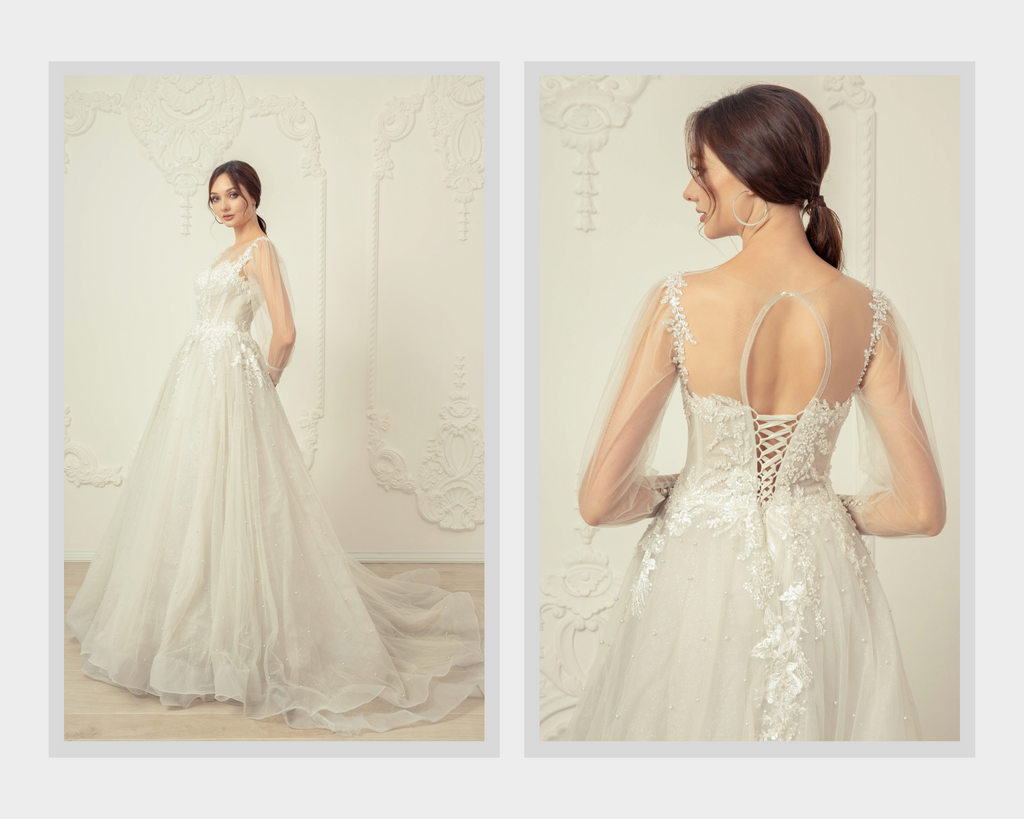 A-line Wedding Dress with Sleeves (#Liana) - Dream Dresses by PMN