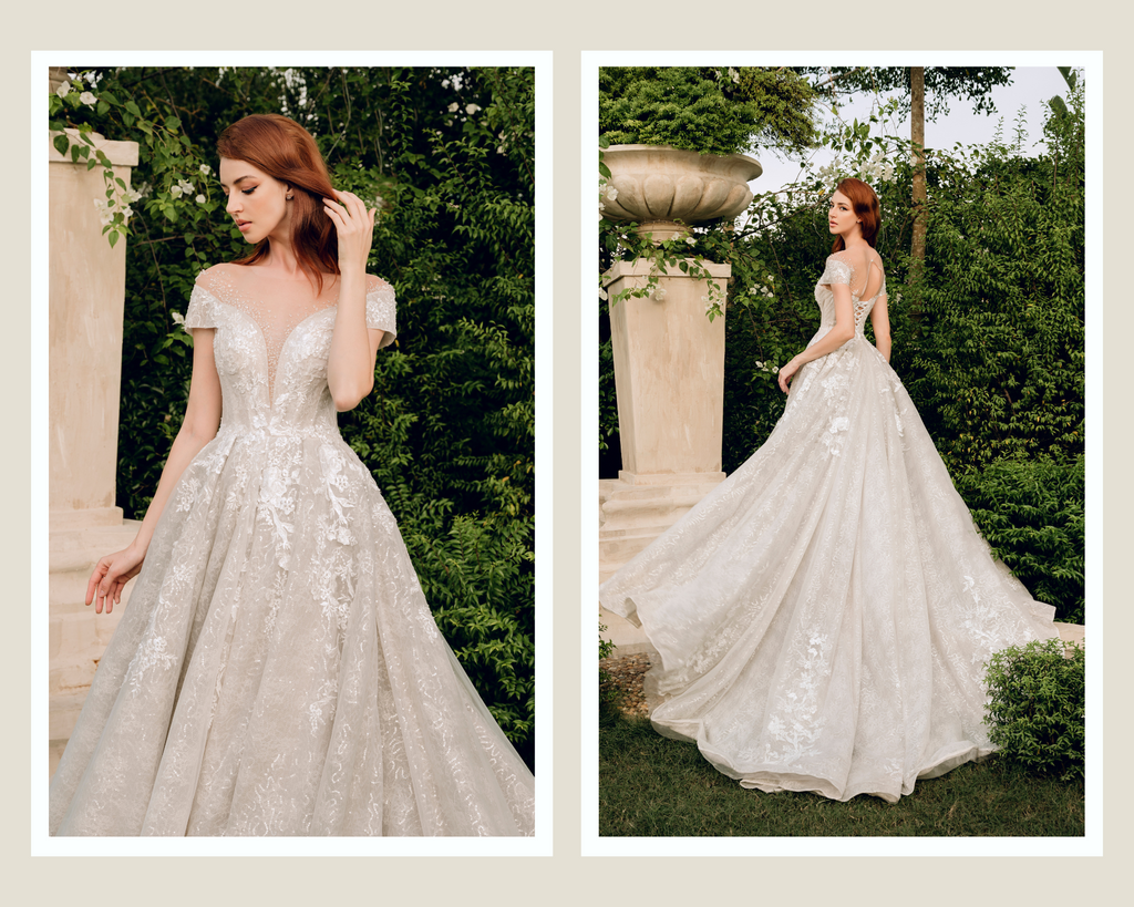 Illusion Neckline Ball Gown Wedding Dress (#Venezia) - Dream Dresses by PMN