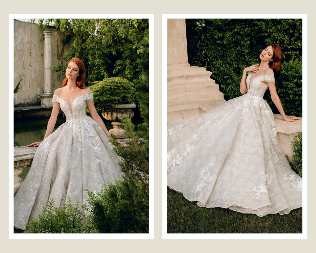 Illusion Neckline Ball Gown Wedding Dress (#Venezia) - Dream Dresses by PMN