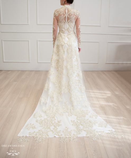 White Bridal Ao Dai | Vietnamese Lace Bridal Dress (#ALISE) | Dream ...