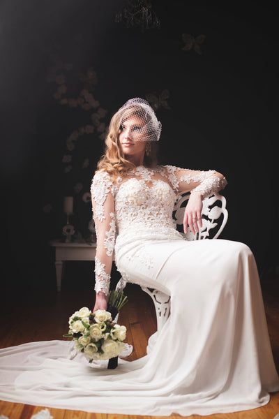 Modern Long Sleeve Wedding Dress With Key Hole Back (Style # Liz PB096 ...