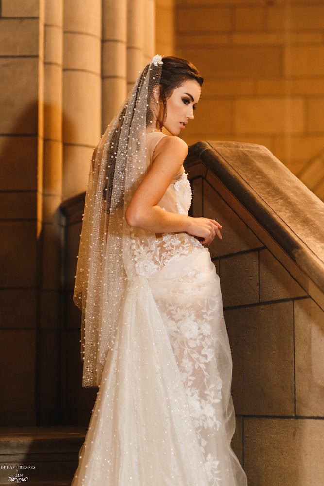 Fingertip Pearls Veil (#Caitlin) | Dream Dresses by P.M.N.