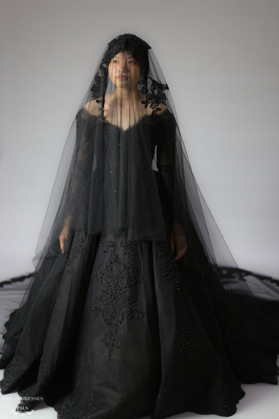 Black Cathedral Wedding Veil (#Galena) | Dream Dresses by P.M.N.