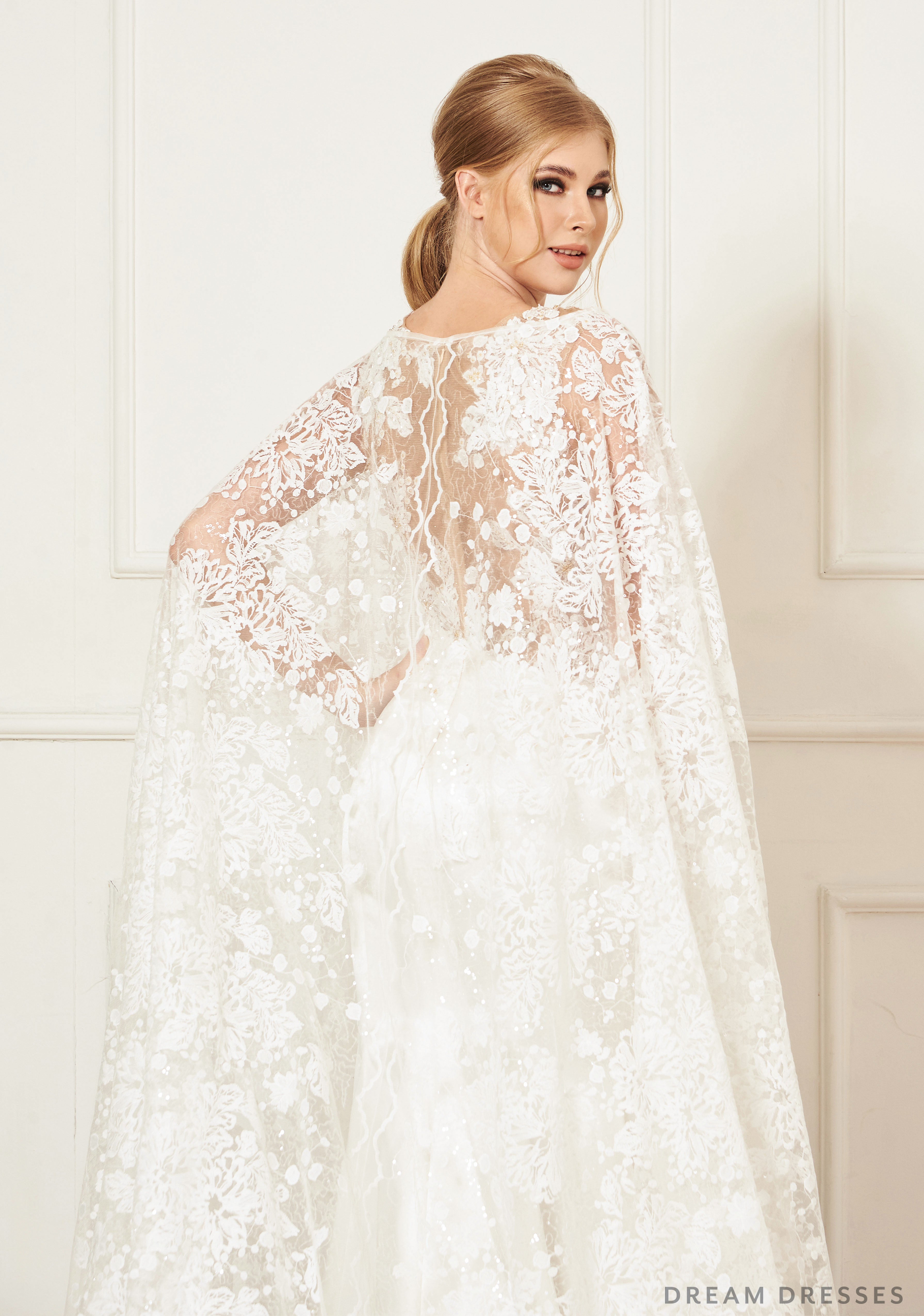 Lace Bridal Cape (#EMILE) | Dream Dresses by P.M.N.