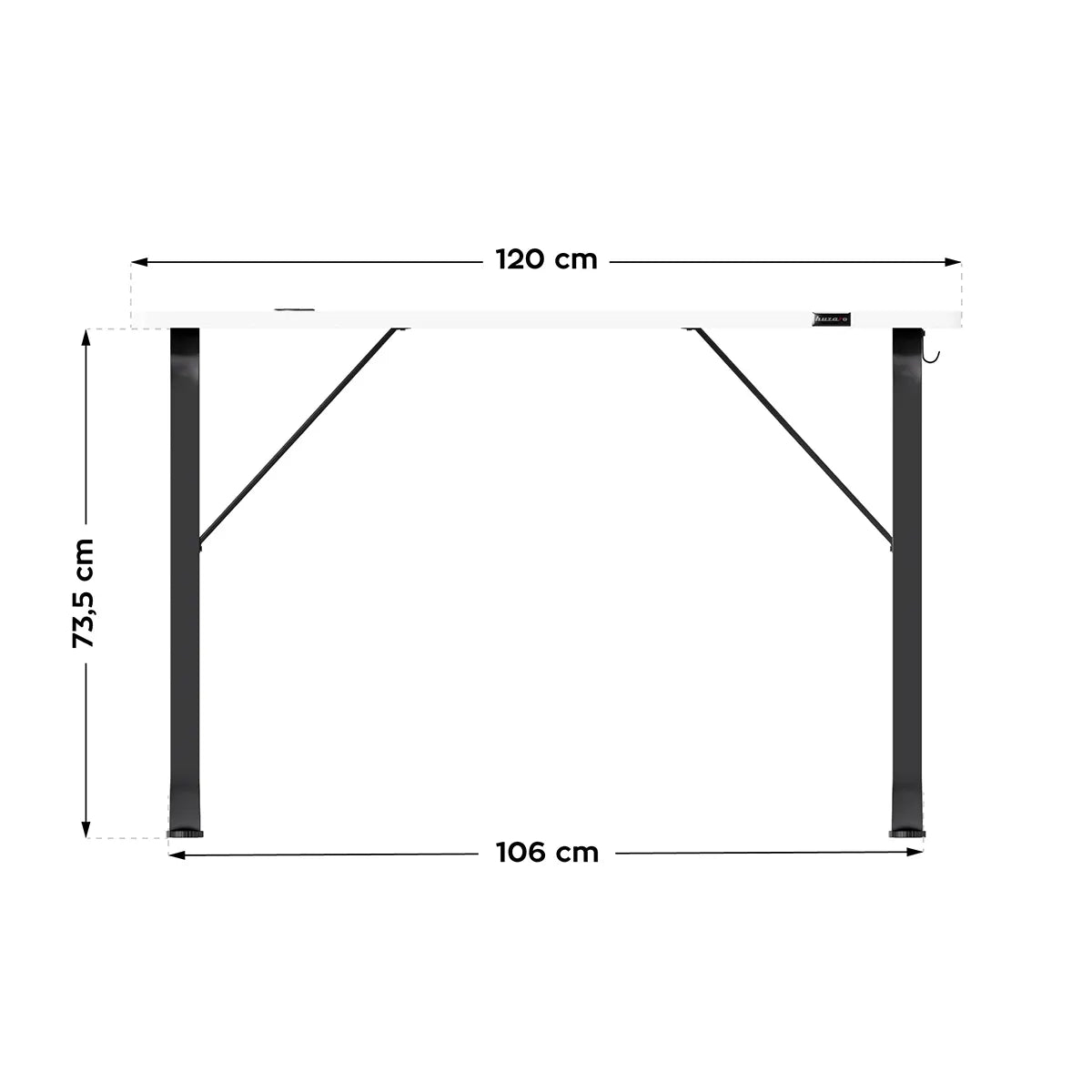 Abmessungen des Hero 1.5-Schreibtischs