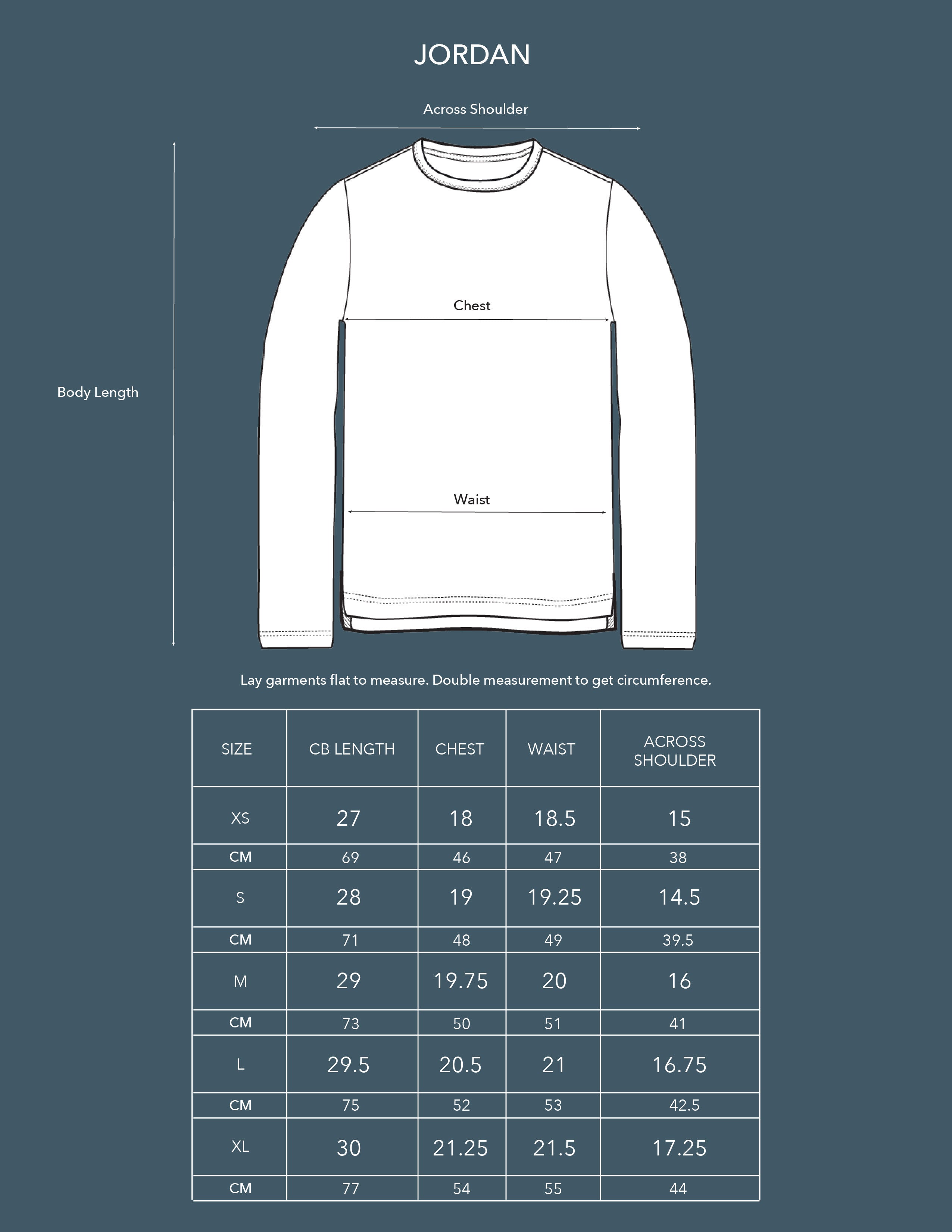 jordan shirt size chart