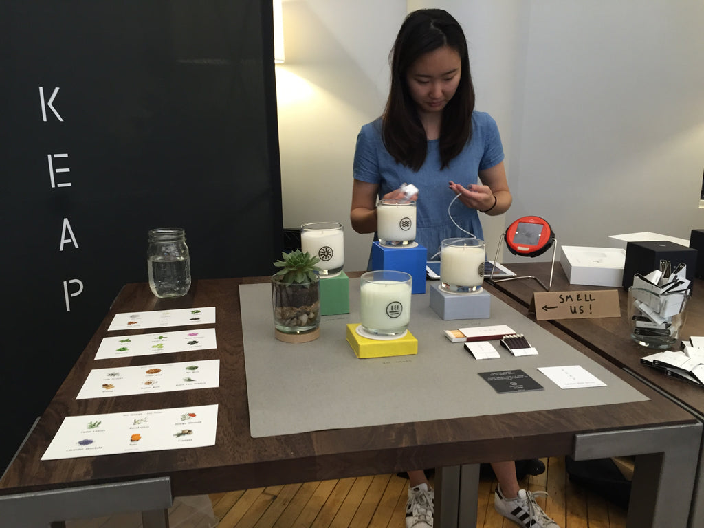 Keap candles at percolate headquarter pop up