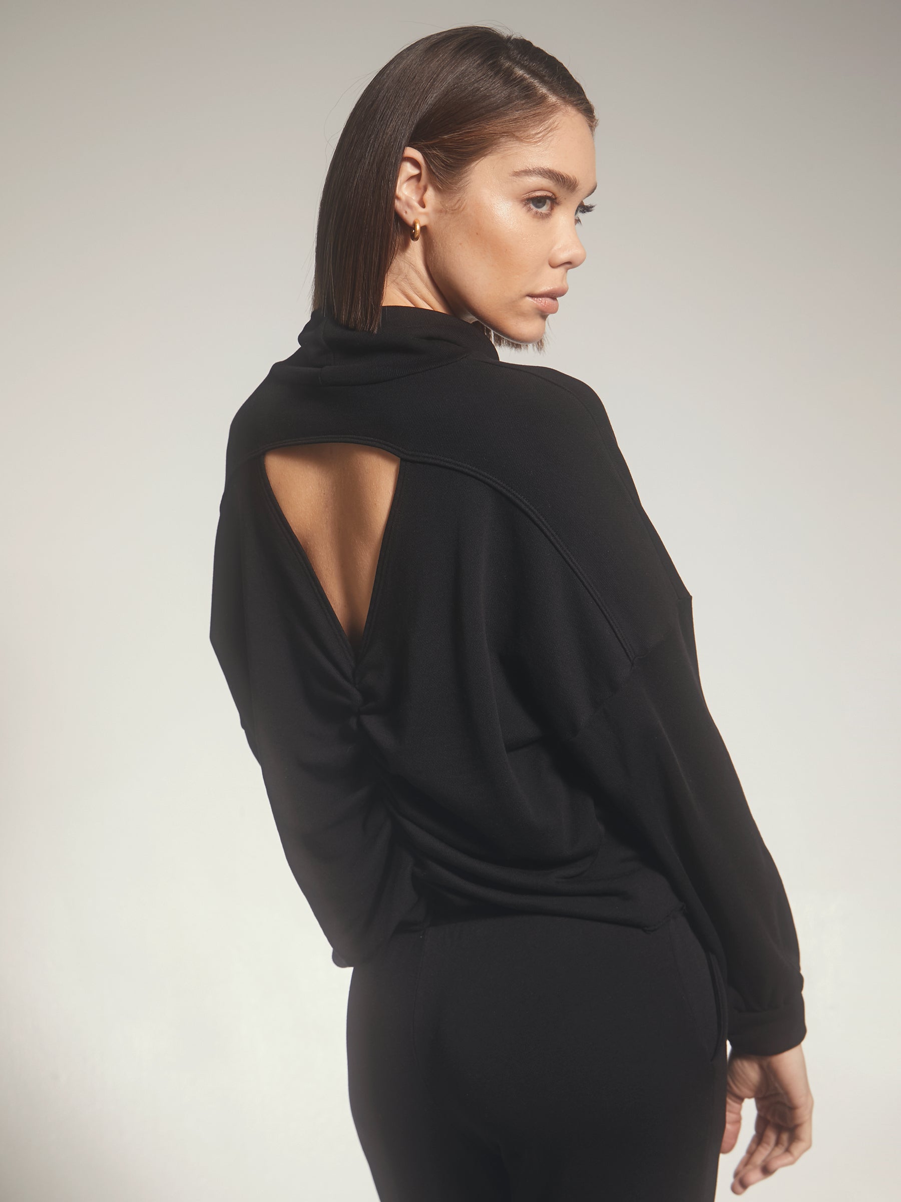 Cutout Back Turtleneck Pullover