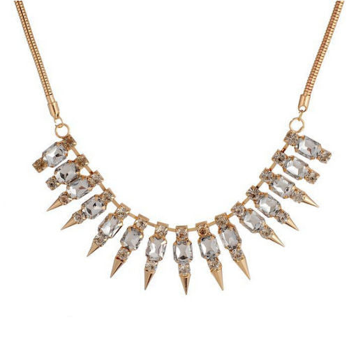 Collar Necklace Crystal Rhinestone Spike Choker Chain – Just Pay Shipping