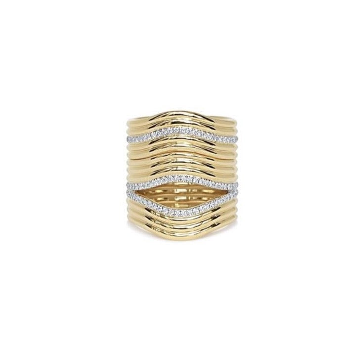 Stacked Berceau Gold and Diamond Ring