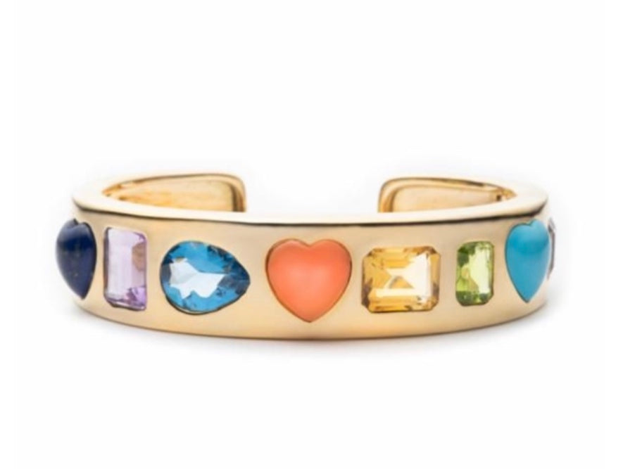 Multicolor an Multi Shape Gemstone Gypsy Cuff