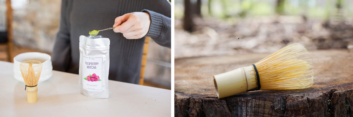 matcha preparation, bamboo whisk