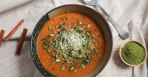 pumpkin soup with matcha