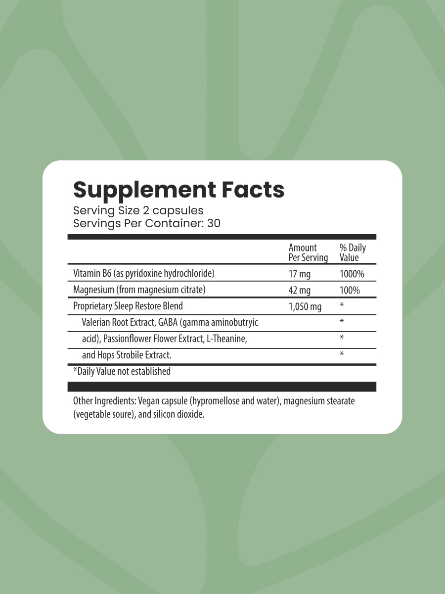 Supplement Facts The Spa Dr.® Sleep Restore