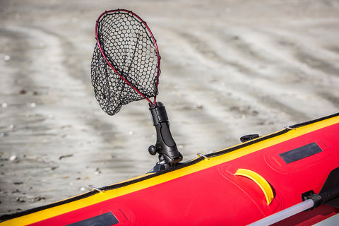 Fishing net held in one of the spare rod holders