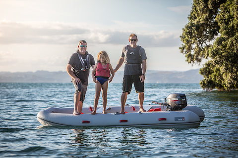 True Kit inflatable catamaran showing the amazing stability of the platform