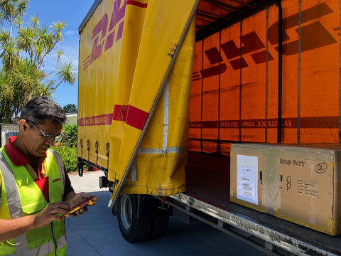 True Kit loading onto DHL truck for international shipping