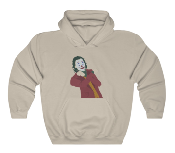 Tan hoodie featuring the Joker image