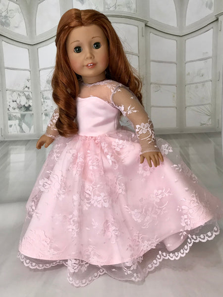 Pink Lace Dress Ball Gown For American Girl Doll American Girl Doll Clothes By Rocio
