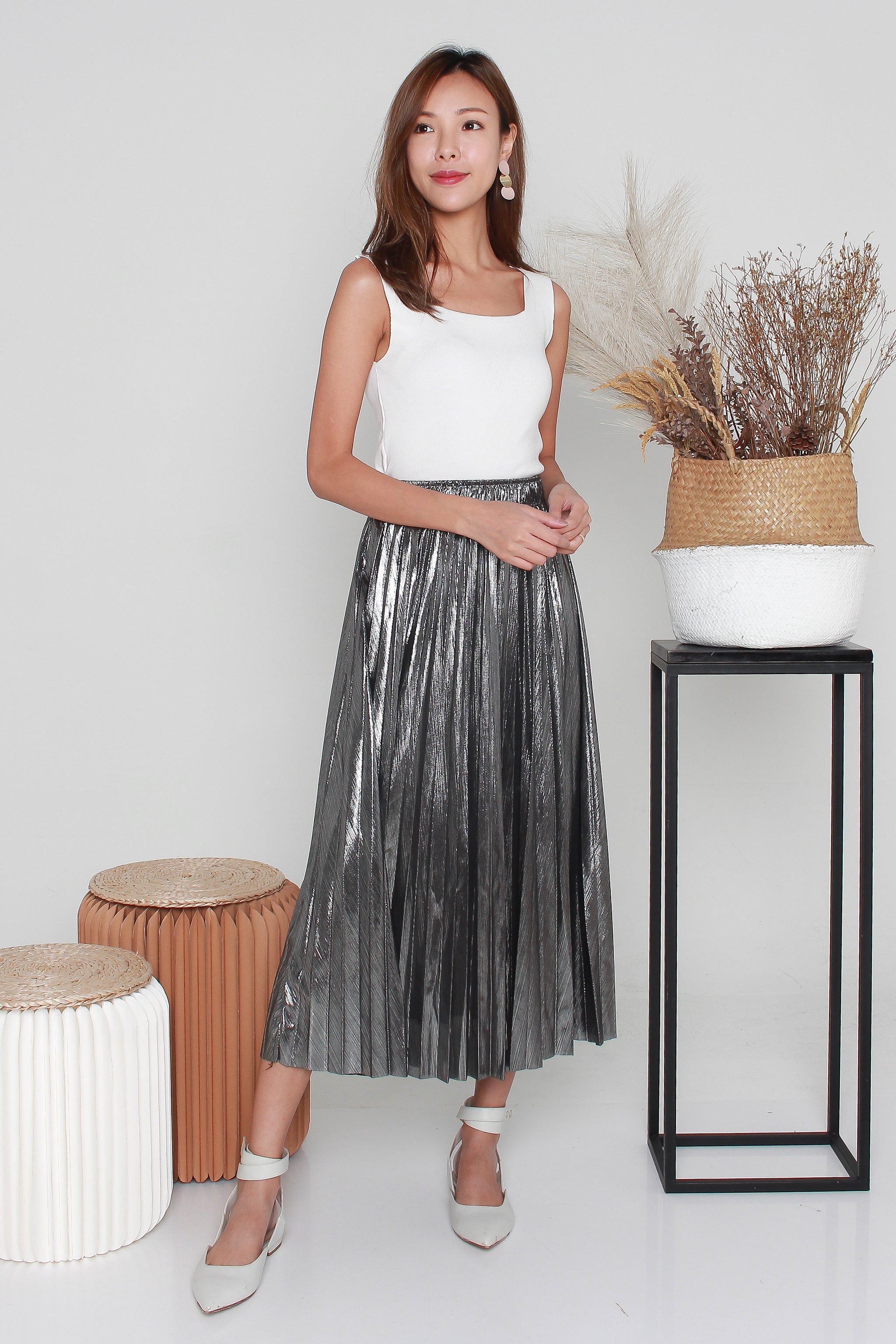 silver skirt