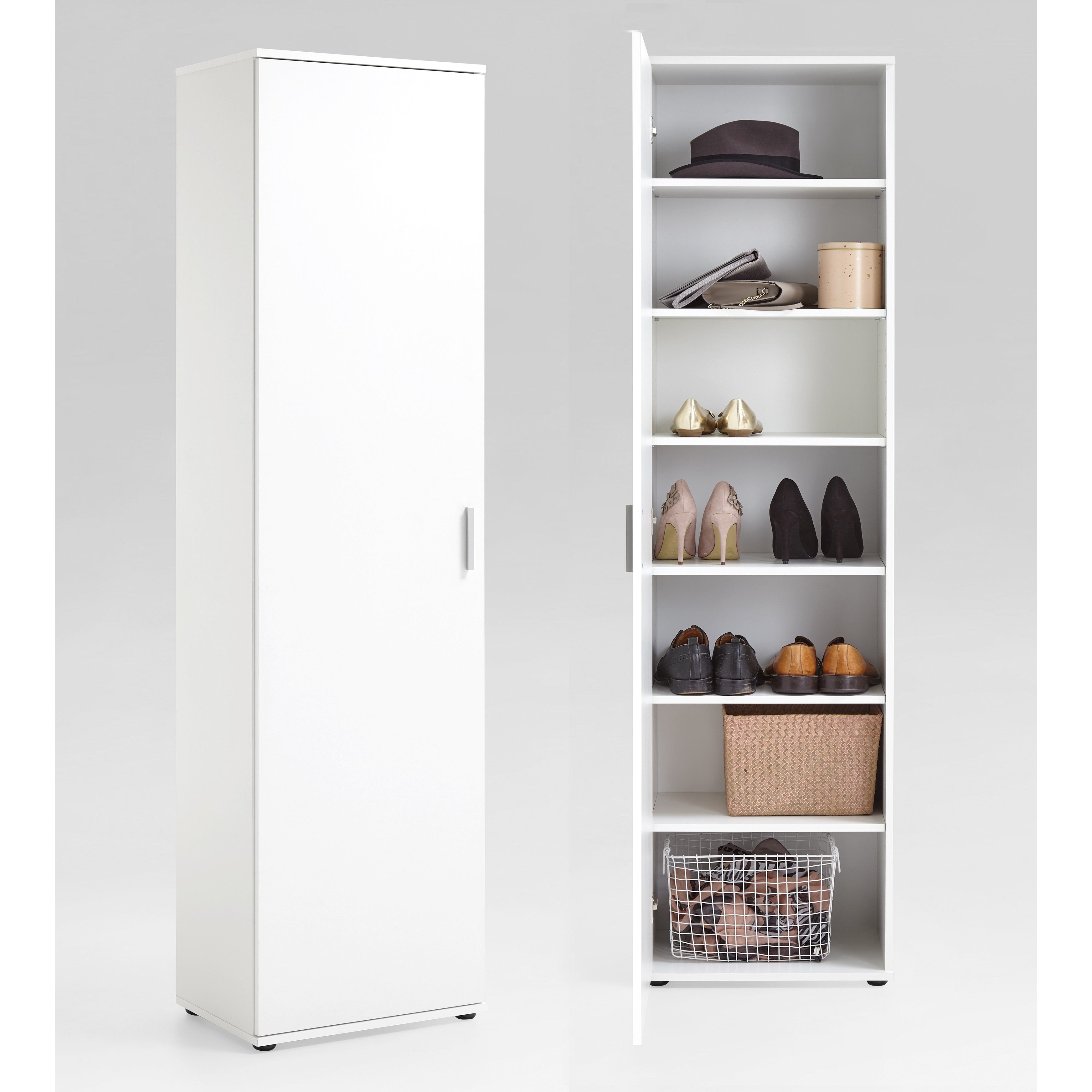 tall white shoe storage