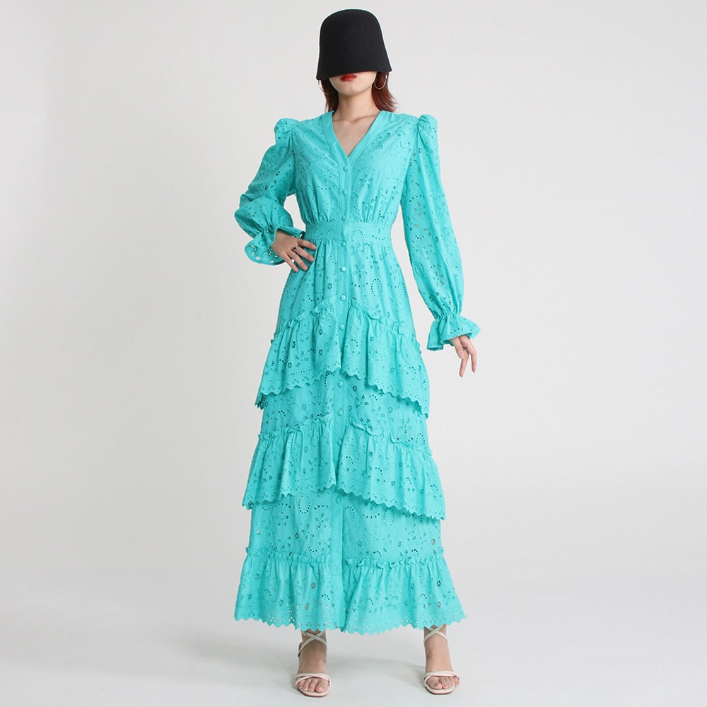 Stylish V-Neck Ruched Cut-Out Midi Dress for Women