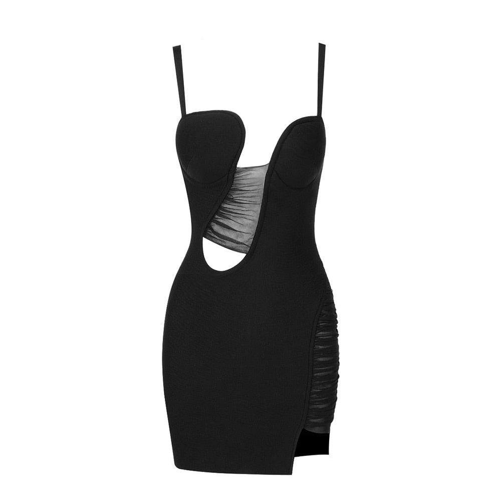 Elegant Sleeveless Square Collar Slim Mini Dress for Women