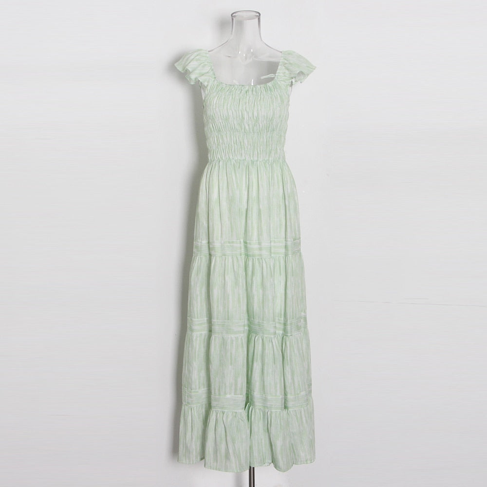 Elegant Backless Square Collar Sleeveless Minimalist Dress