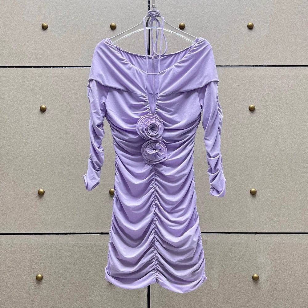 Stylish Off-Shoulder Slimming Halter Tunic Dress for Women