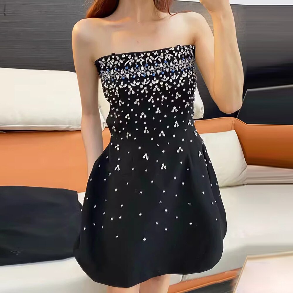 Stylish High Waist Strapless Mini Dress for Women