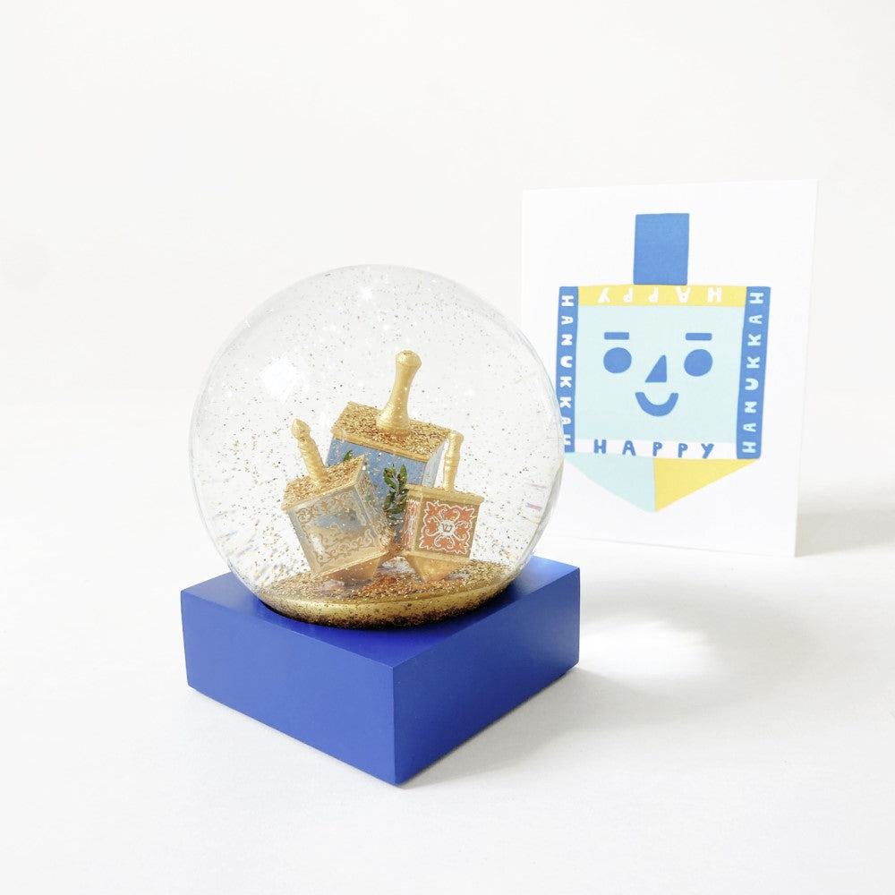 Dreidel Snow Globe and Suzy Ultman Hanukkah Dreidel Card at Design Life Kids