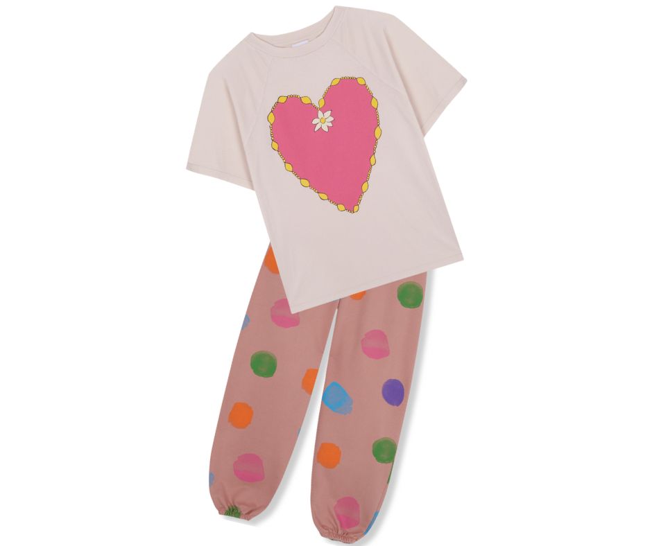 Fresh Dinosaurs SS24 Corazon Oversized T-Shirt and Dots Pants at Design Life Kids