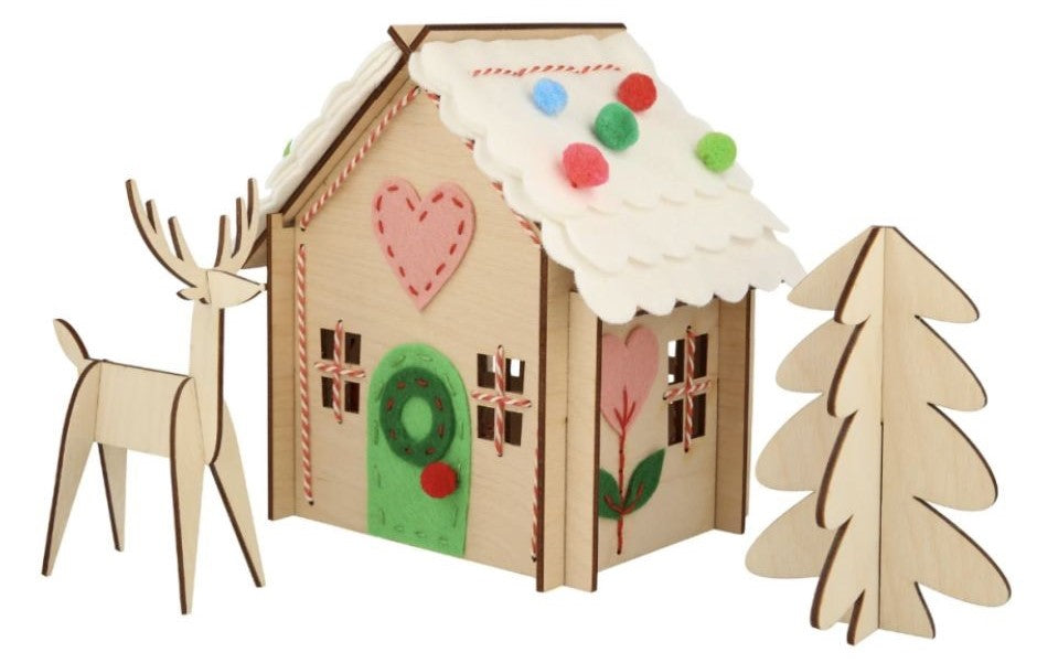 Meri Meri Wooden Embroidery Gingerbread House Kit at Design Life Kids