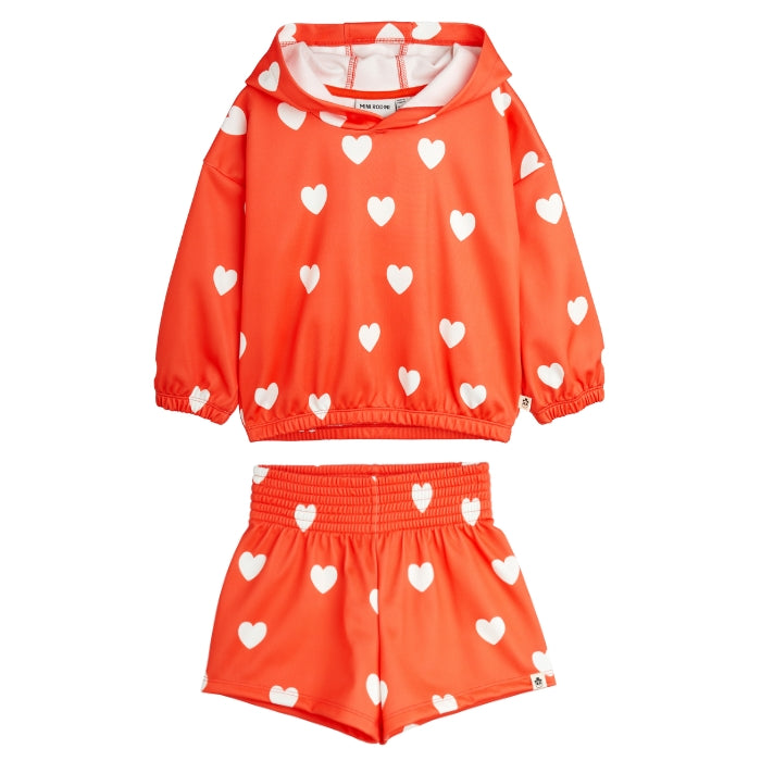 Mini Rodini Hearts Hoodie and Hearts Shorts at Design Life Kids