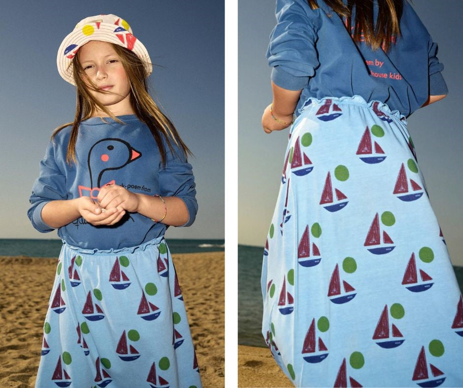 Young girl in Weekend House Kids Boat Skirt at Design Life Kids