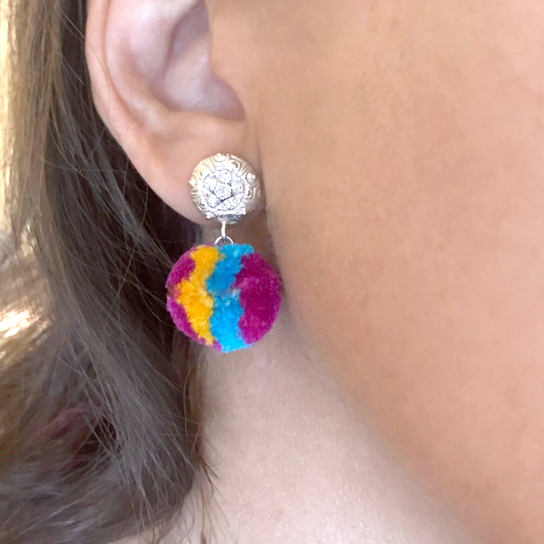Tropical Mini PomPom Earrings