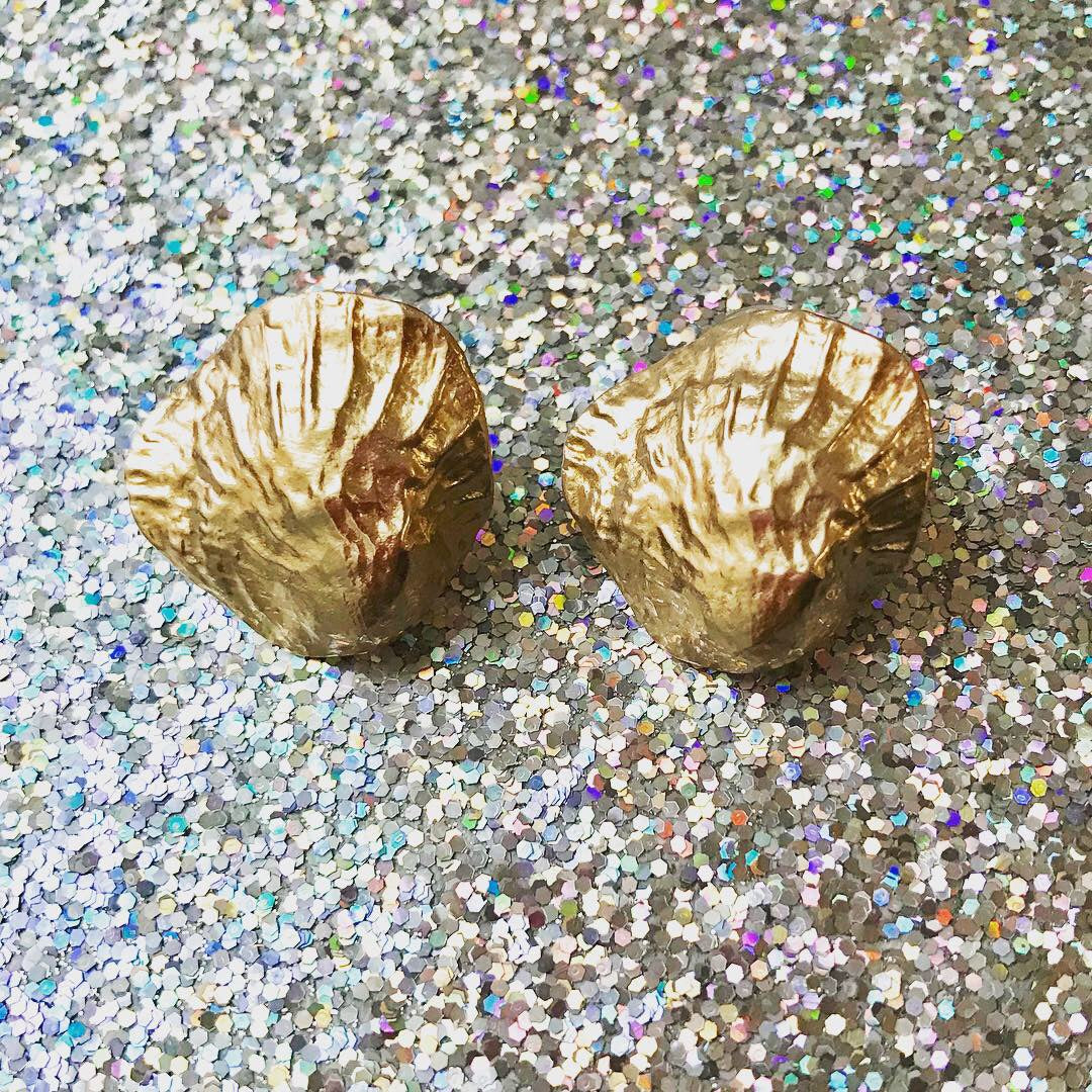 Textured Shell Statement Earrings