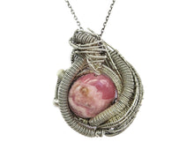 Load image into Gallery viewer, Rhodochrosite Wire Wrap Pendant with Ethiopian Welo Opals
