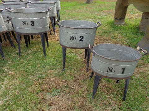 Metal Planters 3 Piece Wash Tubs On Stands