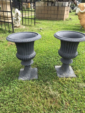 flower in pot cast iron bookends