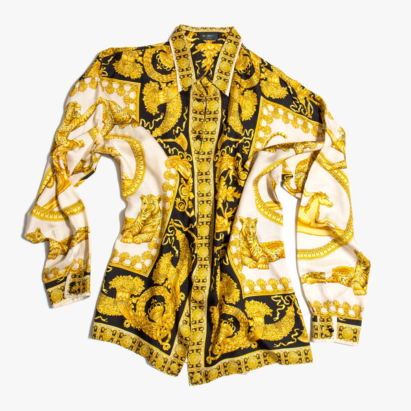 Gianni Versace Iconic 1990's Silk Baroque Print Shirt | Kindred Black