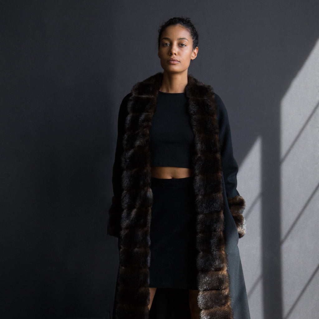 Wool and Faux Fur Overcoat | Kindred Black