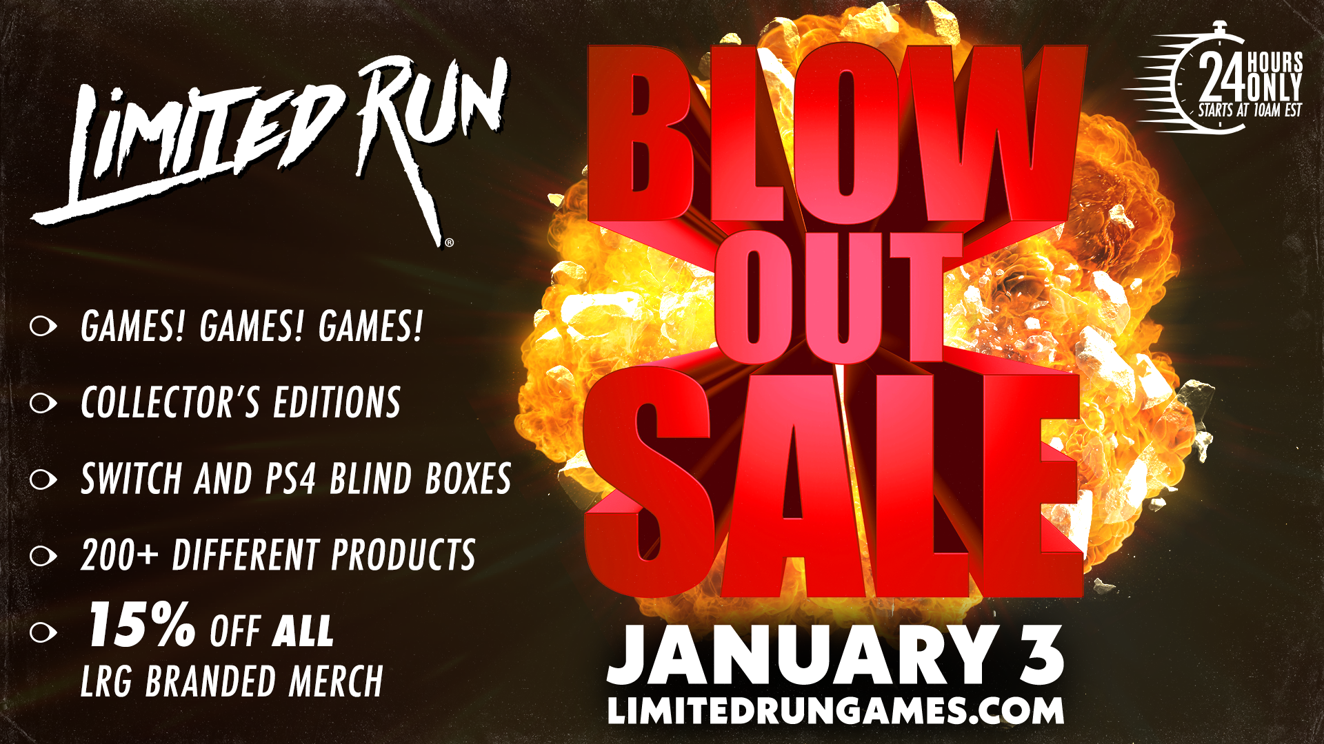 January 3rd Blowout Sale 2022 Limited Run Games