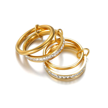 Jewelry dropshipping product: Stainless Steel Jewelry 4pcs Luxury Zircon Stack Rings
