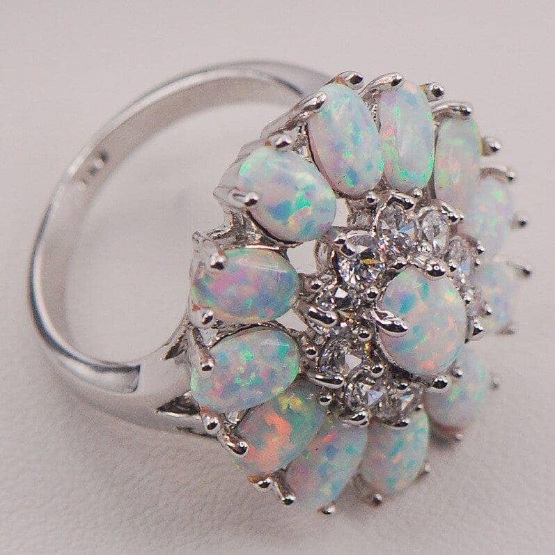 White Fire Opal Flower Sterling Silver Ring AtPerrys – AtPerry's ...