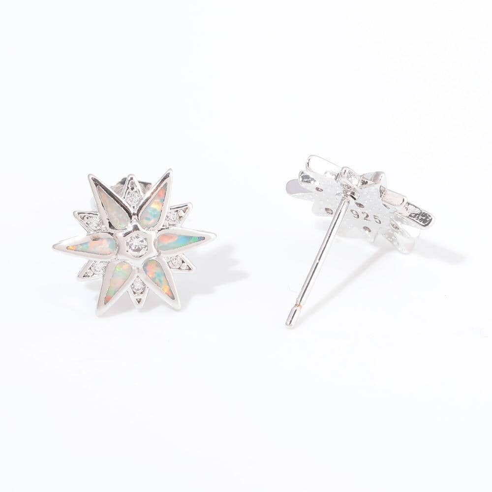 Starburst White & Blue Fire Opal Stone Stud Earrings – AtPerry's ...