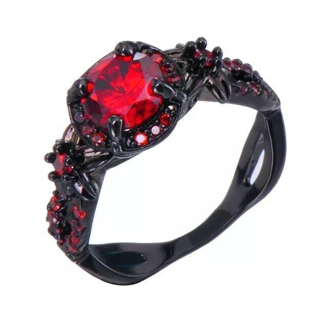 Flower Ruby Black Gold Ring AtPerrys – AtPerry's Healing Crystals