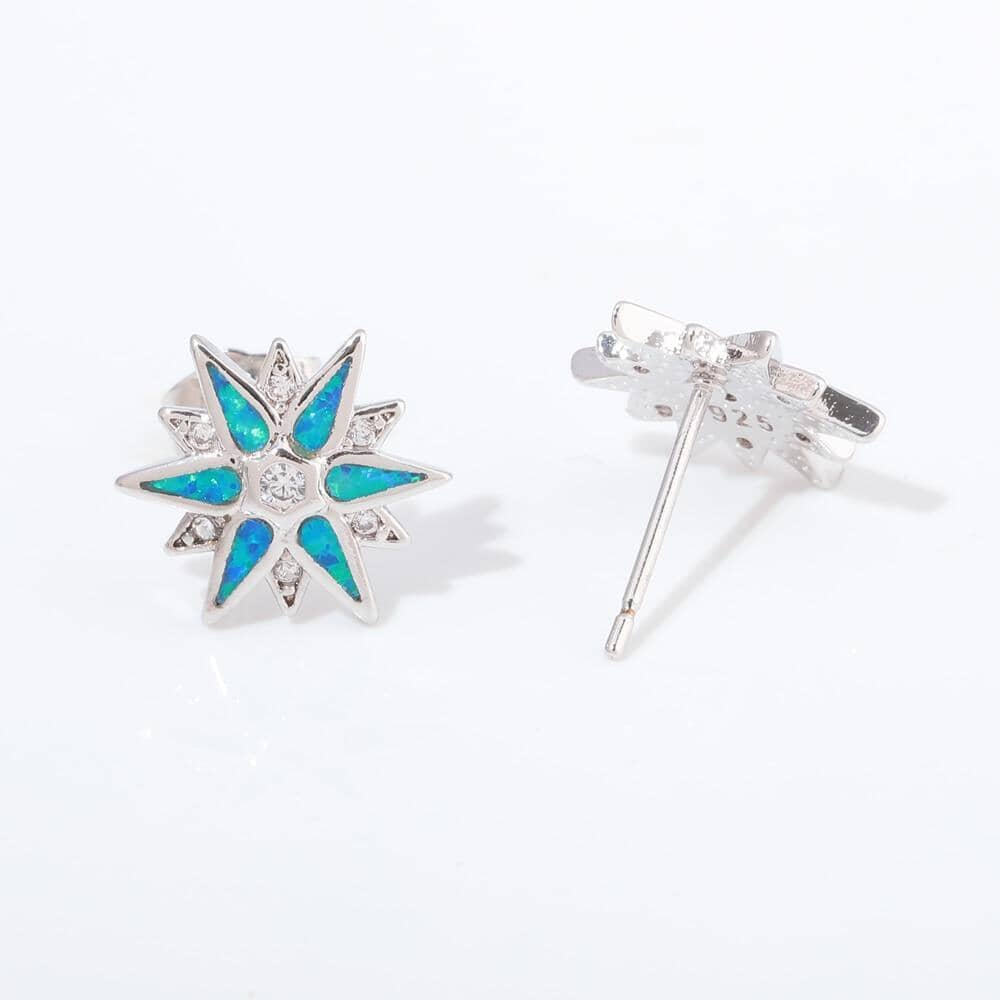 Starburst White & Blue Fire Opal Stone Stud Earrings – AtPerry's ...
