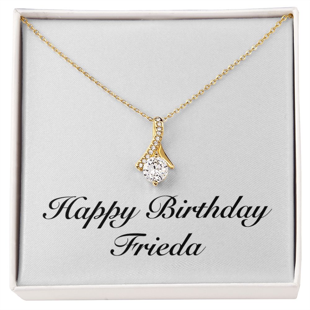 Happy Birthday Frieda - 18K Yellow Gold Finish Alluring Beauty Necklace